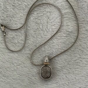 Sterling Silver 14k Gold Diamond Oval Dome Enhancer Pendant